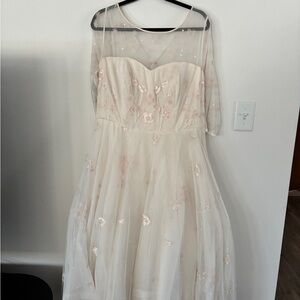 Modcloth Cream and Pink Wedding Dress